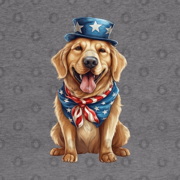 4th of July Golden Retriever by Chromatic Fusion Studio